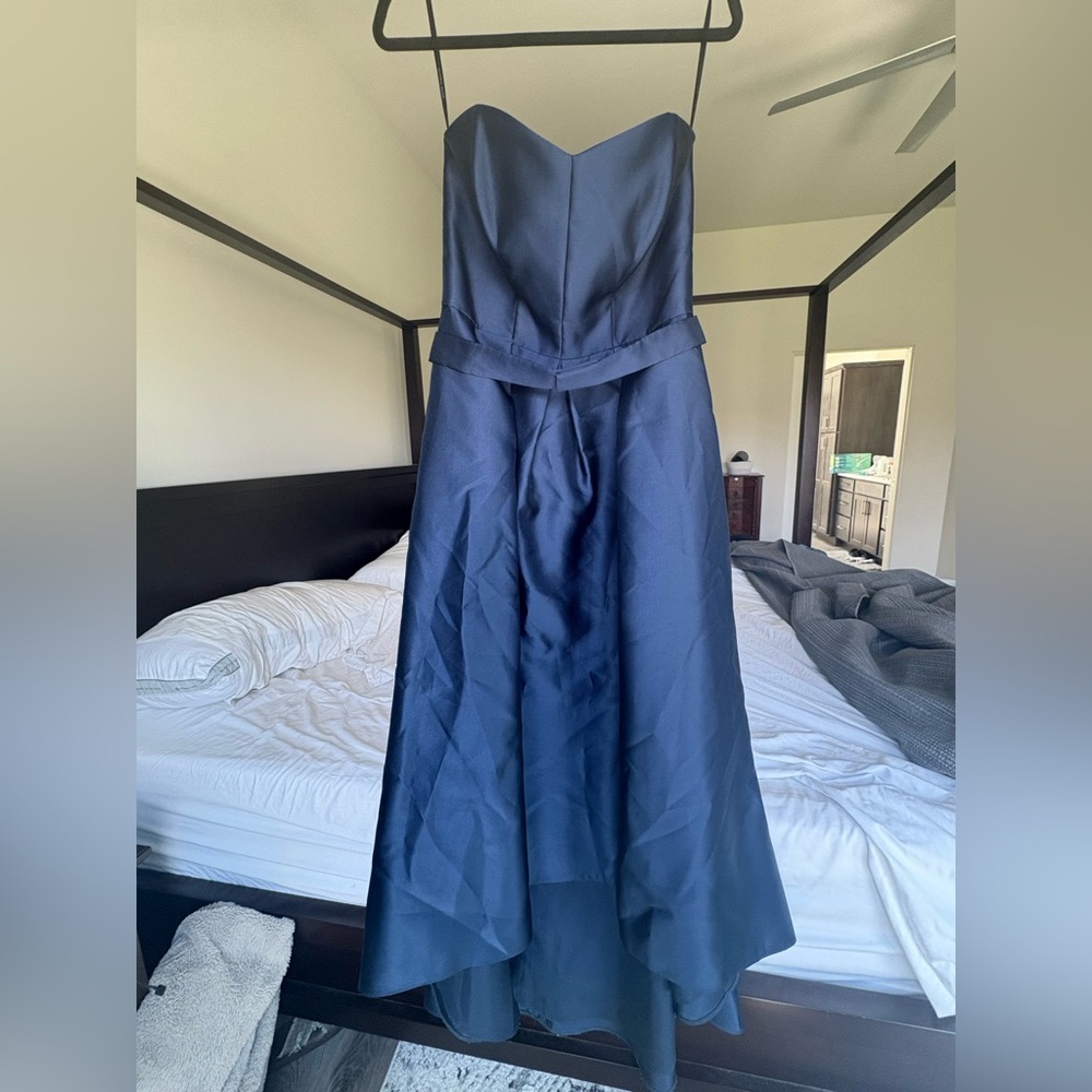 ALFRED SUNG Blue A-Line High Low Dress